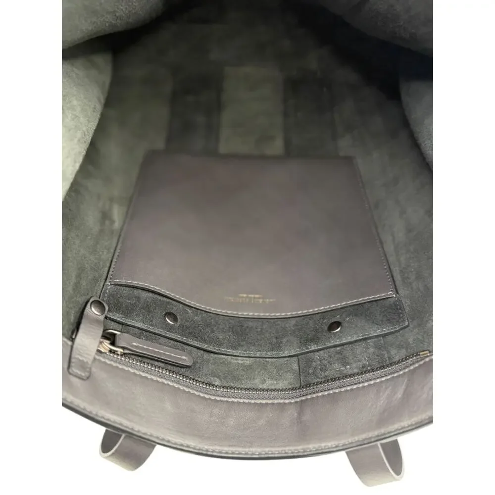 Brunello Cucinelli Graphite Gray Leather Tote with Monili Bead Trim